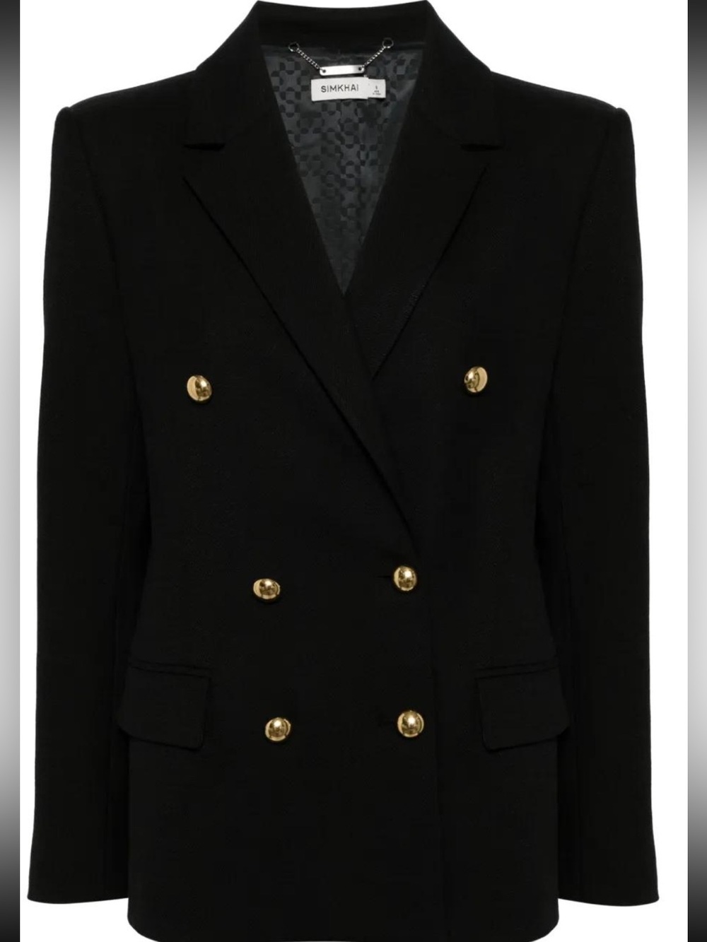 Simkhai Black Double-Breasted Blazer with Gold Buttons